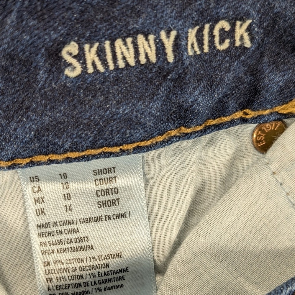 American Eagle Skinny Kick Boot Jeans Womens 10s Denim Low Rise Flare Preppy Y2k - Picture 6 of 9